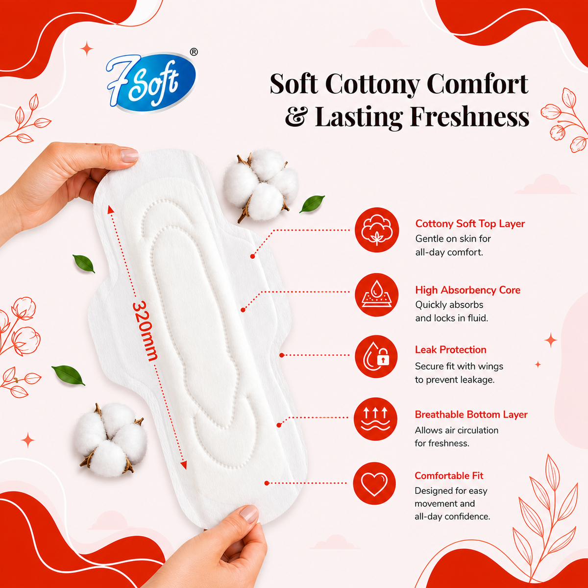 7Soft Maxi Care – XXL 320mm – 40 Pads