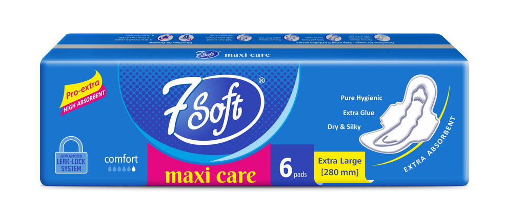 7 Soft Maxi Care Sanitary Pad Extra Large 280mm 6 Pads Blue