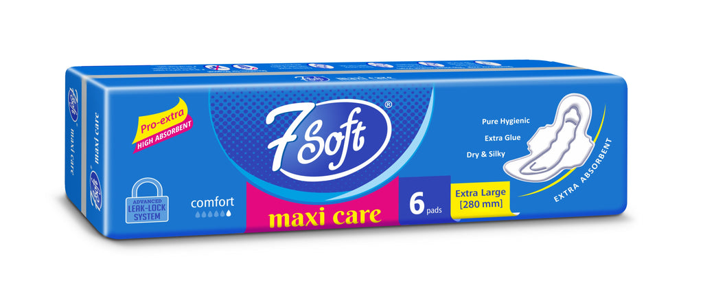 7 Soft Maxi Care Sanitary Pad Extra Large 280mm 6 Pads Blue