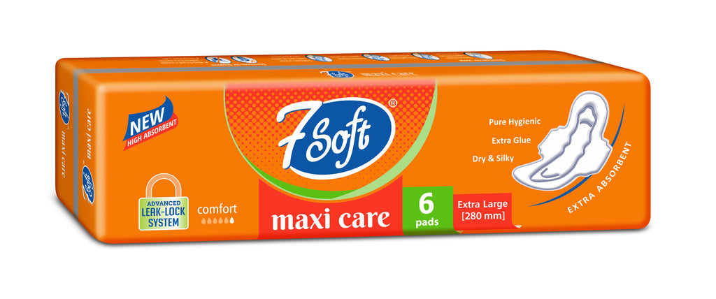 7 Soft Maxi Care Sanitary Pad Extra Large 280mm 6 Pads Orange