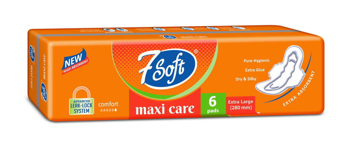 7 Soft Maxi Care Sanitary Pad Extra Large 280mm 6 Pads Orange