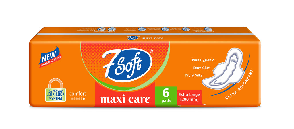 7 Soft Maxi Care Sanitary Pad Extra Large 280mm 6 Pads Orange