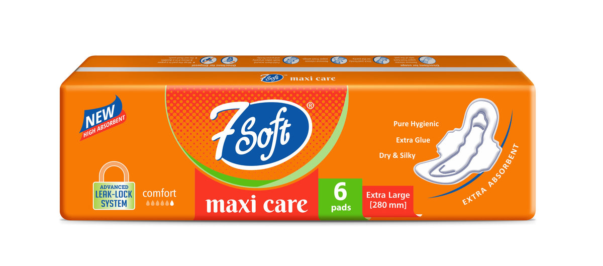 7 Soft Maxi Care Sanitary Pad Extra Large 280mm 6 Pads Orange