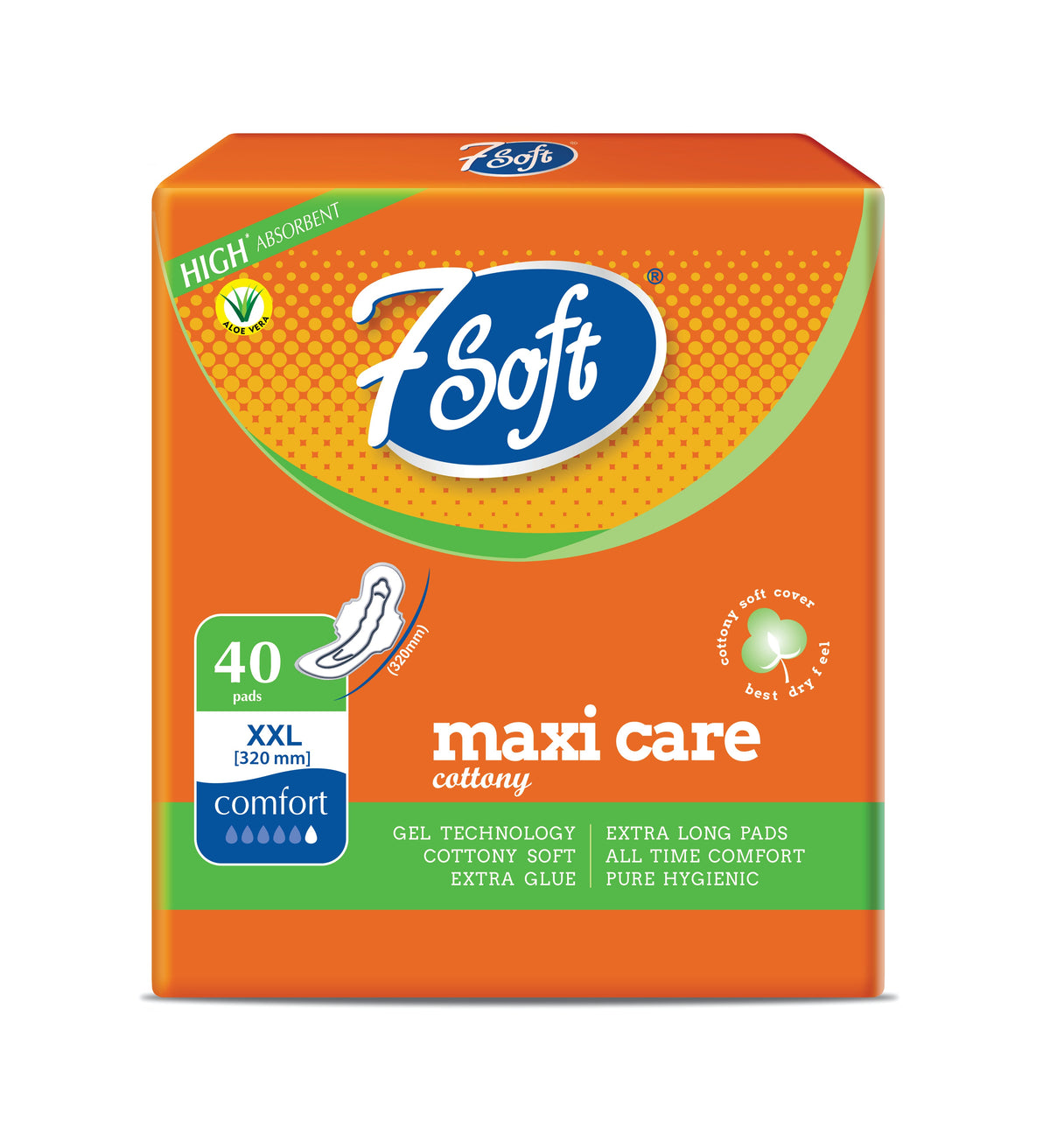 7 Soft Maxi Care Cottony Sanitary Pad XXL 320mm 40 Pads
