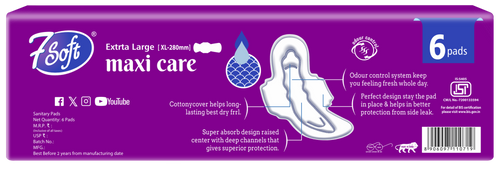7 Soft Maxi Care Sanitary Pad Extra Large 280mm 6 Pads Purple