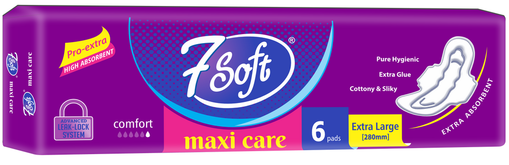 7 Soft Maxi Care Sanitary Pad Extra Large 280mm 6 Pads Purple
