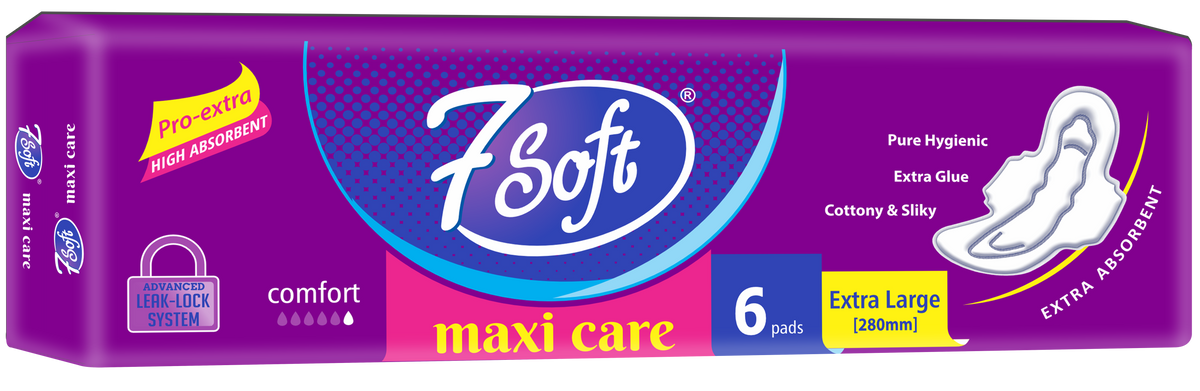 7 Soft Maxi Care Sanitary Pad Extra Large 280mm 6 Pads Purple