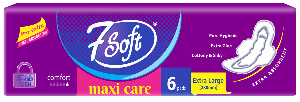 7 Soft Maxi Care Sanitary Pad Extra Large 280mm 6 Pads Purple